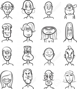whiteboard drawing - humor cartoon faces vector collection